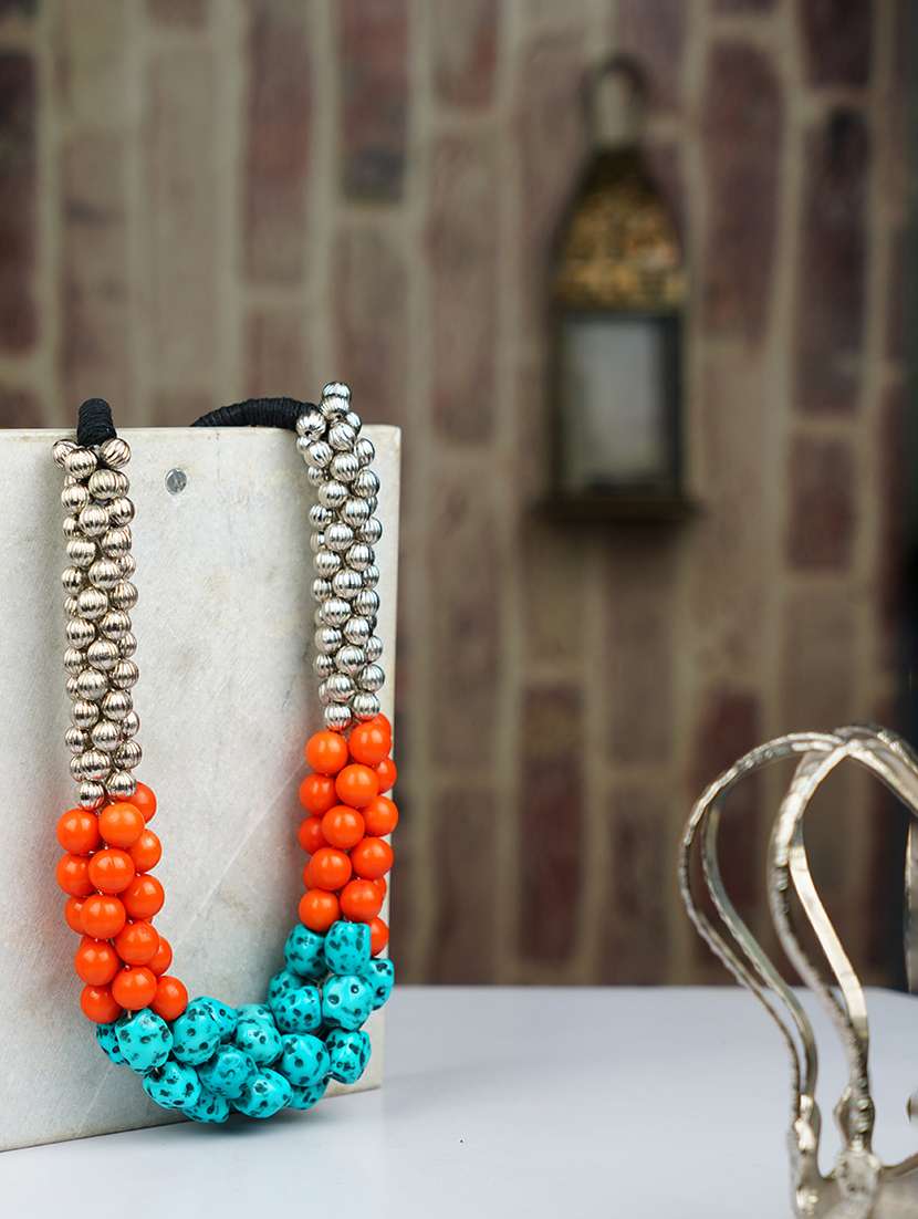 ethnic tribal handmade resin beaded fashion necklace