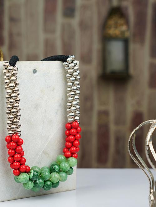 ethnic tribal handmade resin beaded fashion necklace - 21982837 - Standard Image - 0