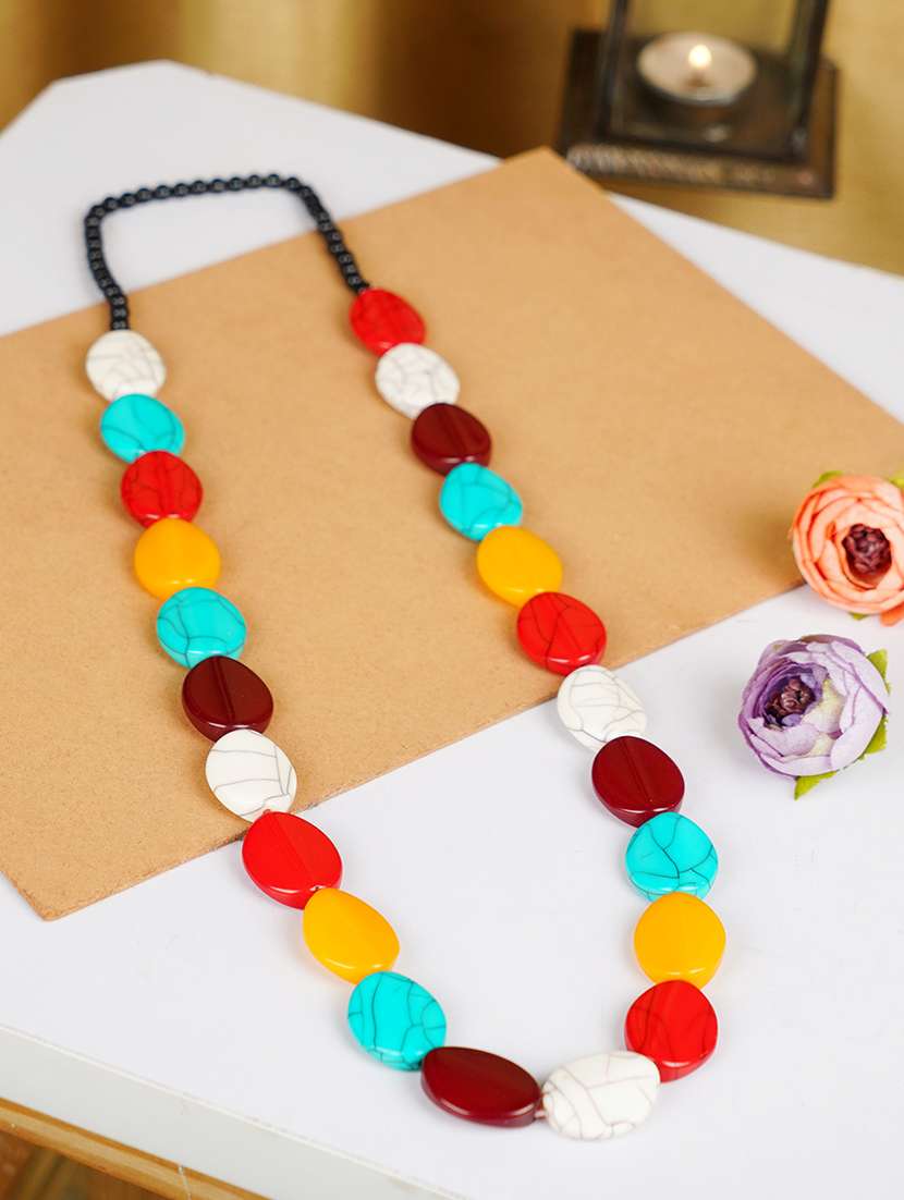 ethnic tribal handmade resin beaded fashion long necklace