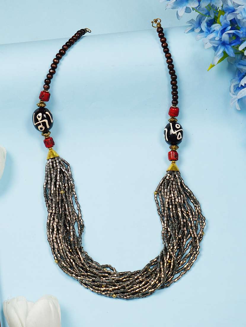 ethnic naga tribal handmade resin beaded fashion long necklace