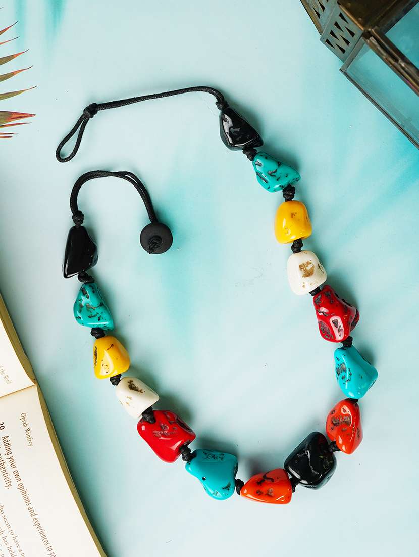 ethnic tribal handmade resin beaded fashion necklace