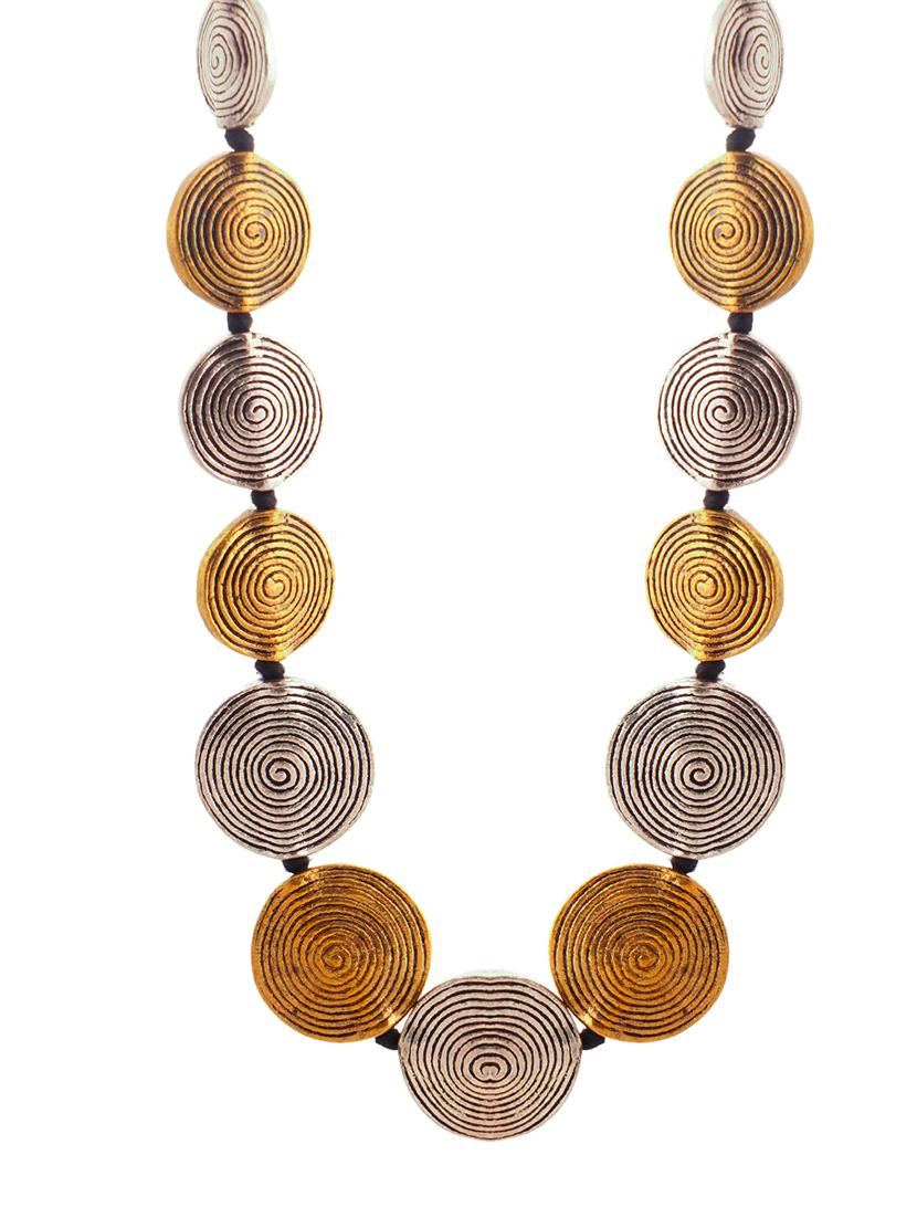 golden & silver black ethnic tribal handmade fashion long coin necklace - 21982879 - Standard Image - 2