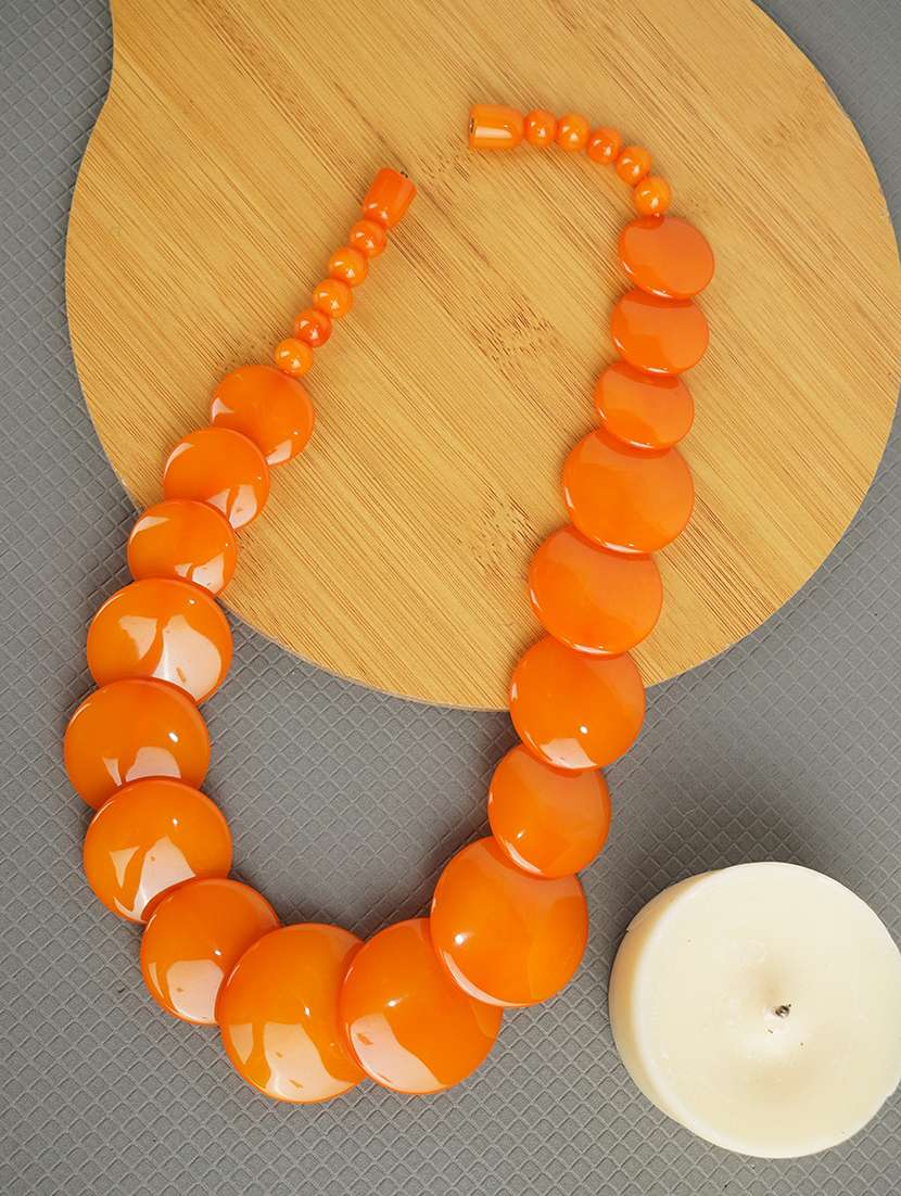 orange ethnic tribal handmade resin beaded fashion necklace - 21982903 - Zoom Image - 0