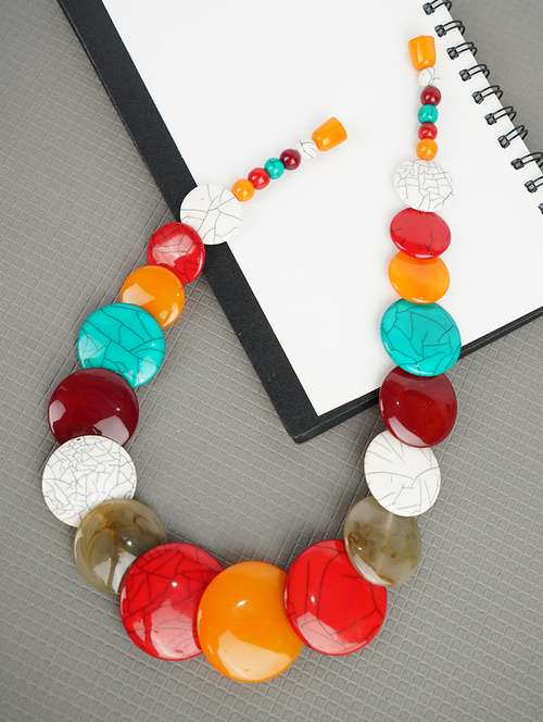 ethnic tribal handmade resin beaded fashion necklace - 21982908 - Standard Image - 0