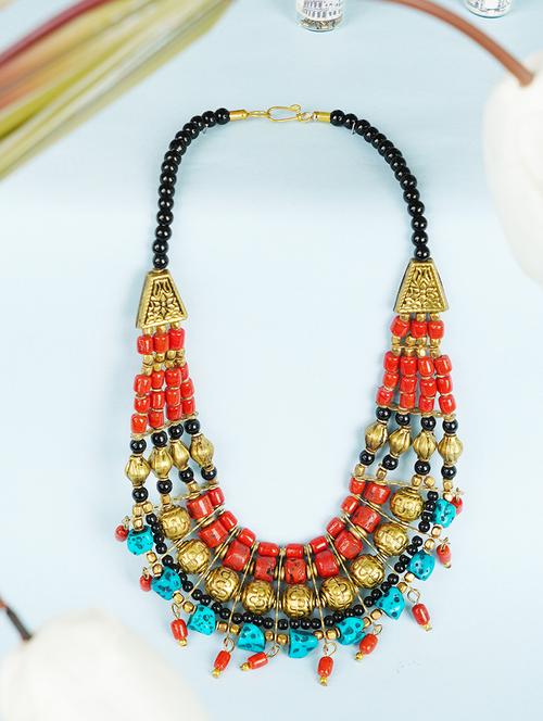 ethnic naga tribal handmade resin beaded fashion necklace - 21982926 - Standard Image - 0