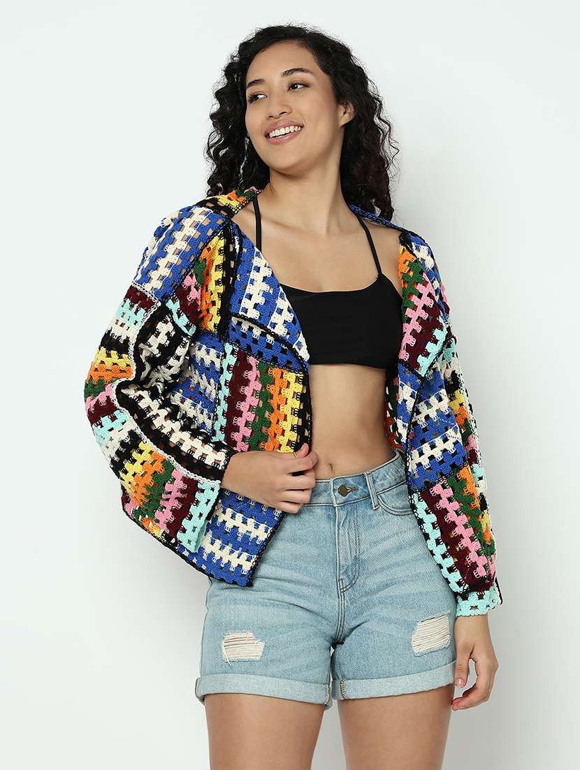 women selgf esigned long sleeve crochet shrug - 21982929 -  Standard Image - 2