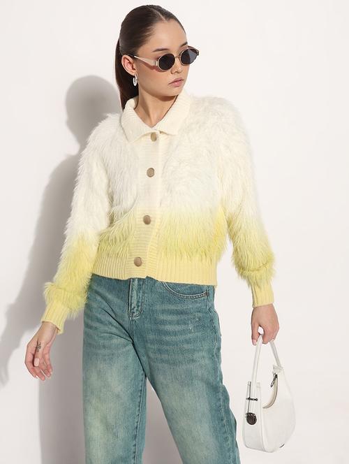 women ombre collared long sleeve cardigan - 21982932 - Standard Image - 0