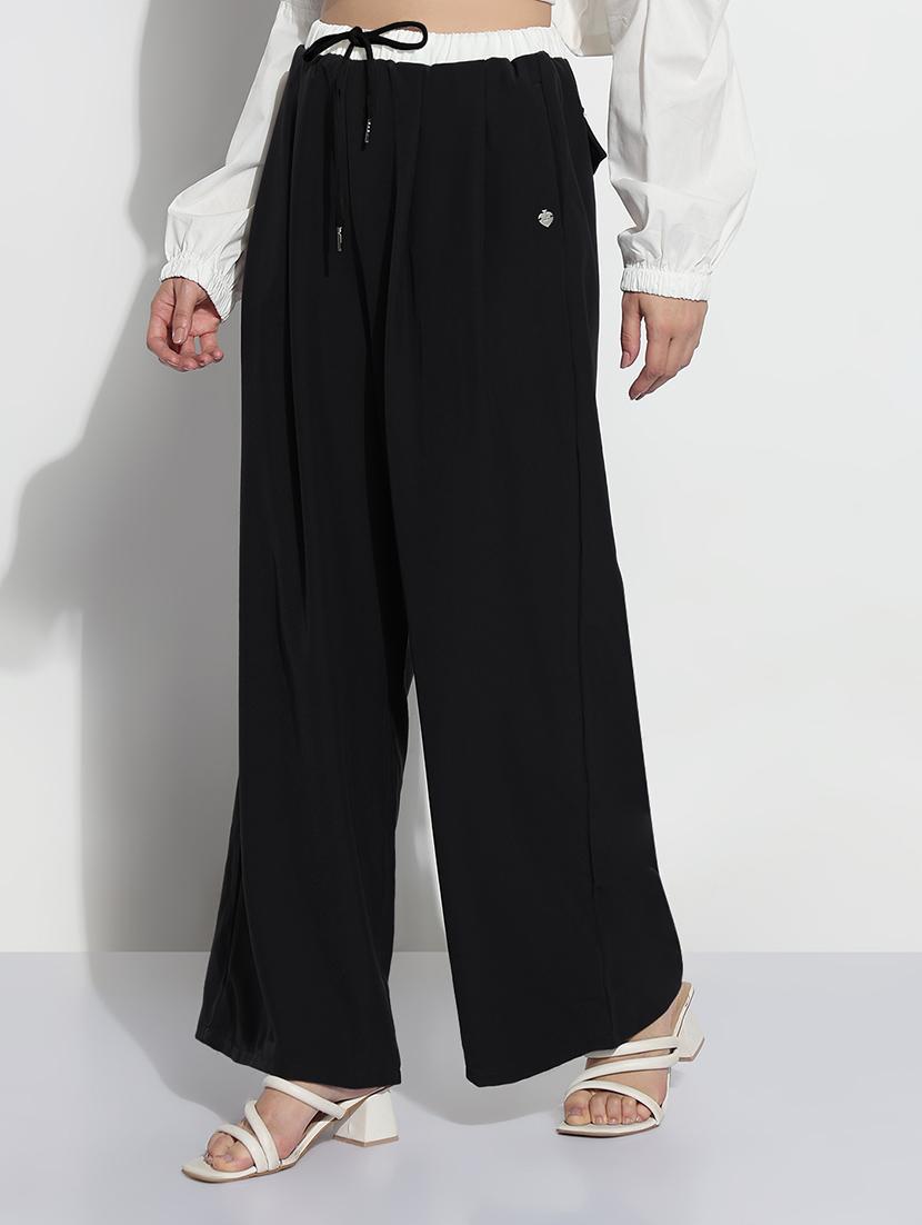 women solid high rise pleated korean pants - 21982934 - Standard Image - 2