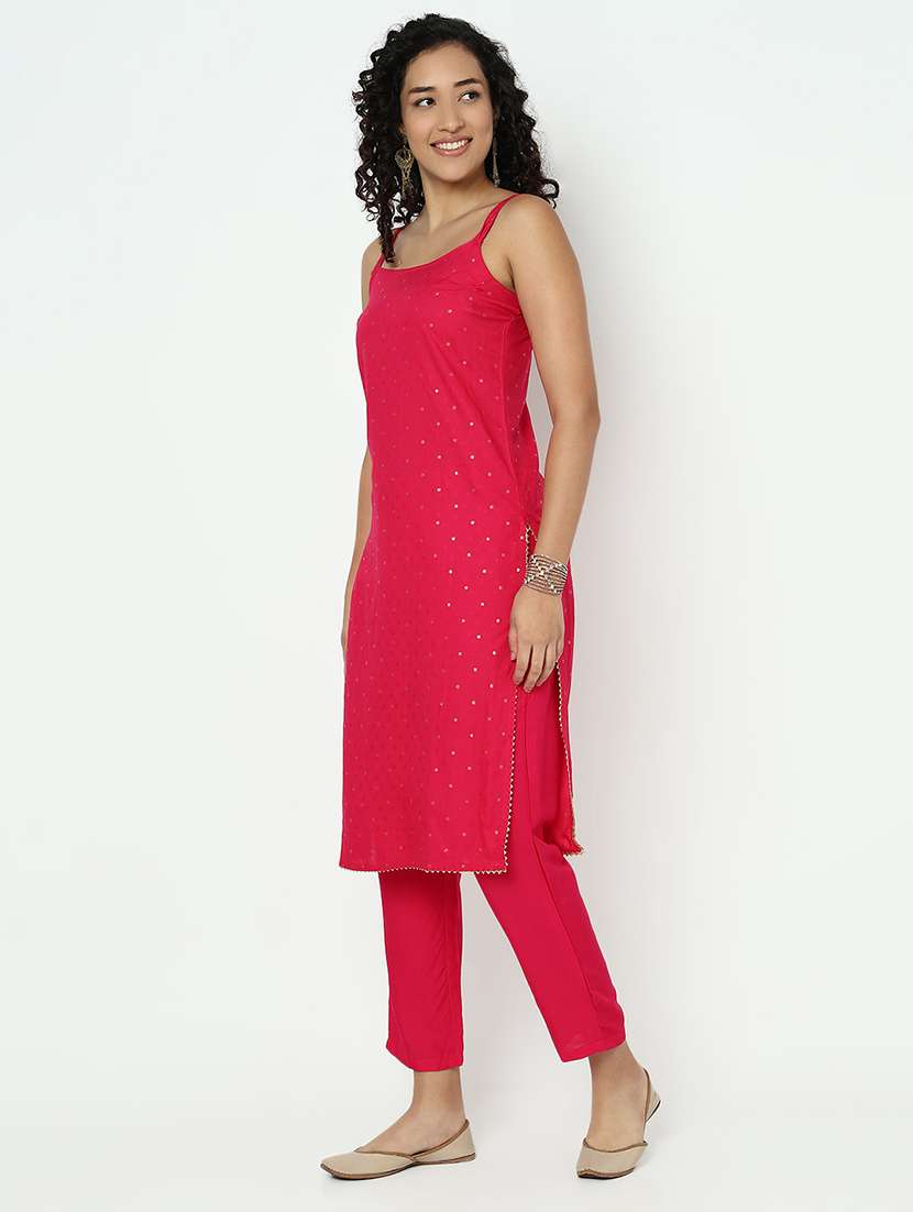 women foil printed sleeveless kurta pant with dupatta set - 21982942 -  Standard Image - 2