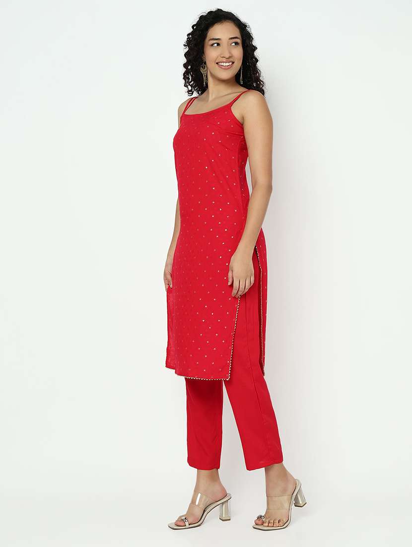 women foil printed sleeveless kurta pant with dupatta set - 21982943 -  Standard Image - 2