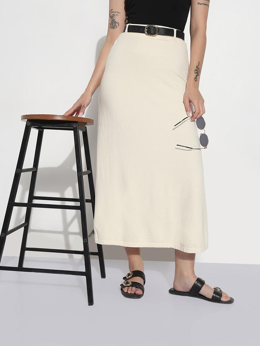women solid high rise a-line maxi skirt - 21982952 -  Zoom Image - 0