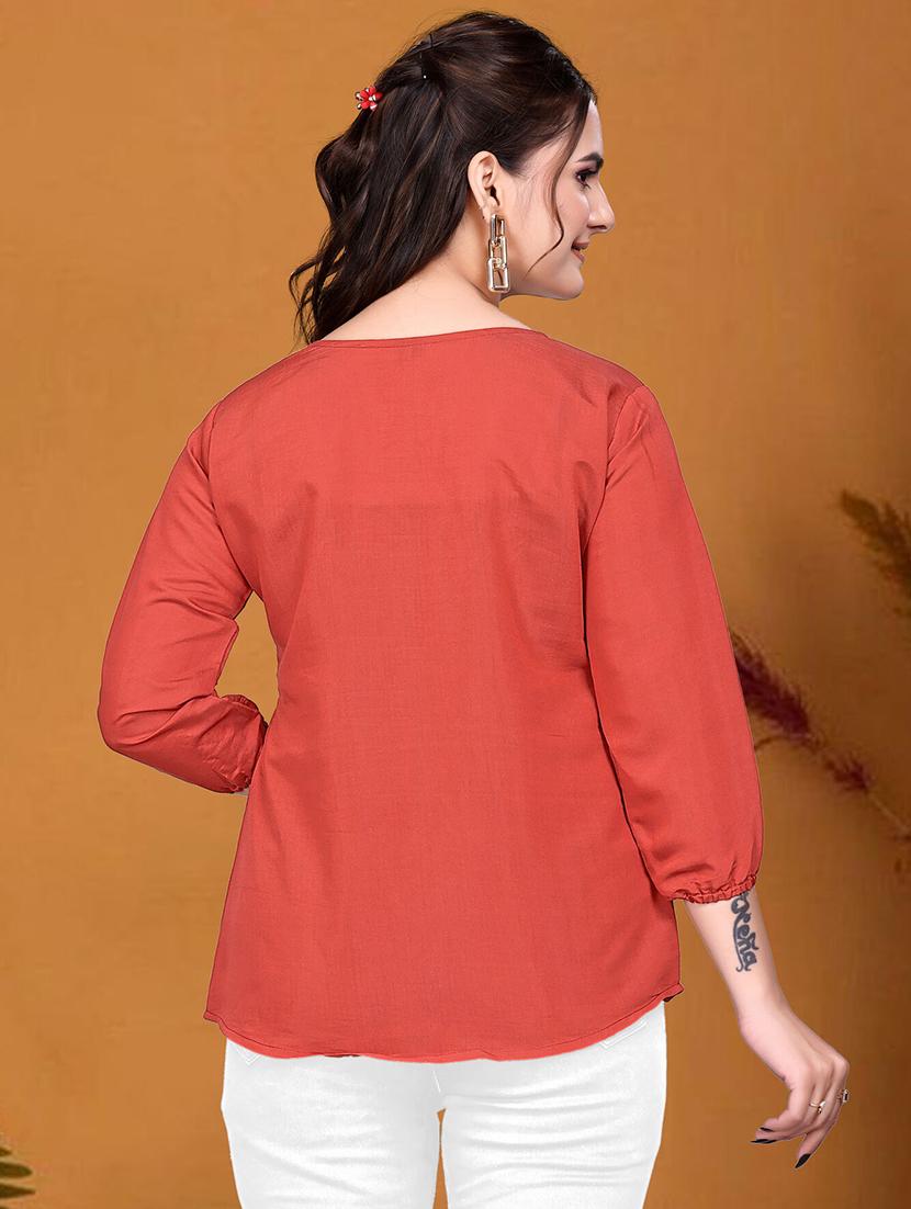 women three quarter sleeve a-line ethnic top - 21982980 - Standard Image - 2