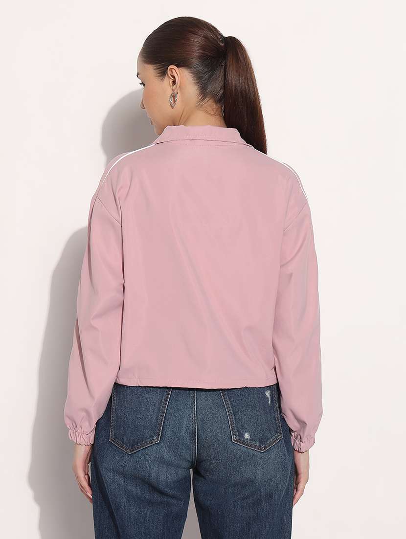 women solid long sleeve collared jacket - 21983005 -  Standard Image - 2