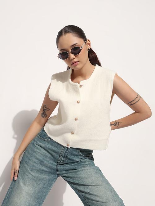 women self designed sleeveless kintted top - 21983038 -  Standard Image - 0