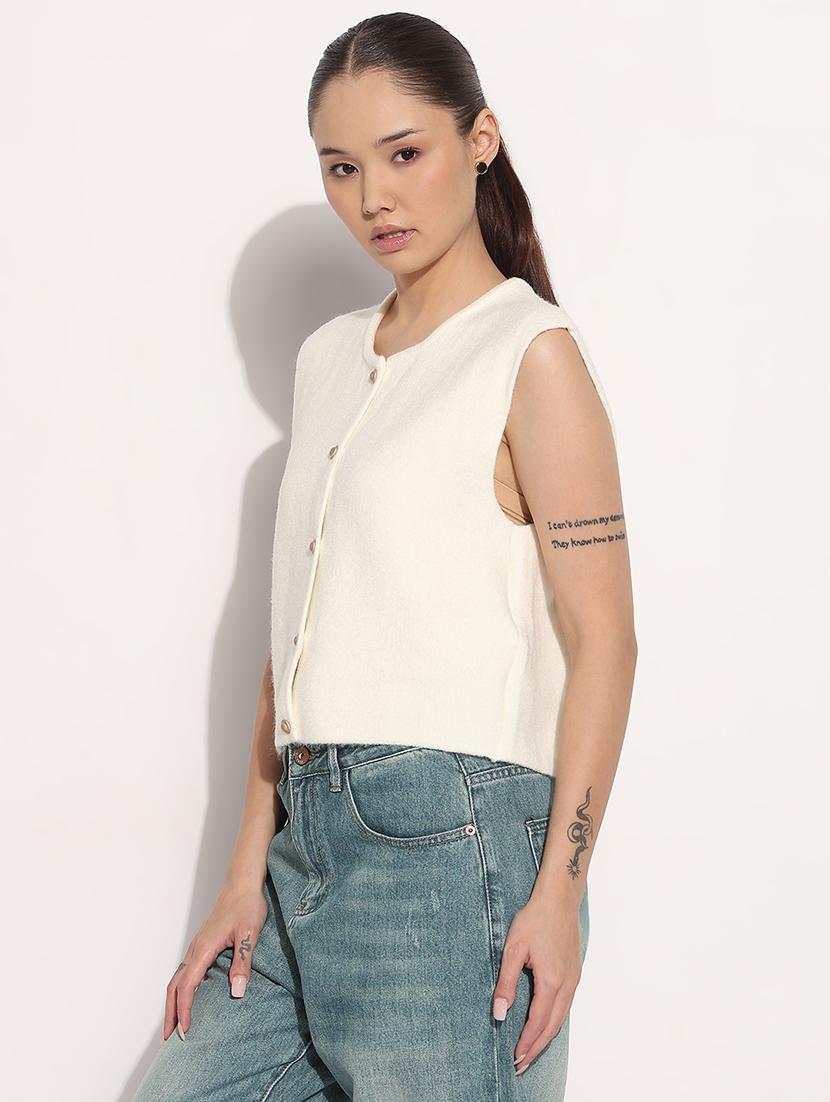 women self designed sleeveless kintted top - 21983038 - Standard Image - 2