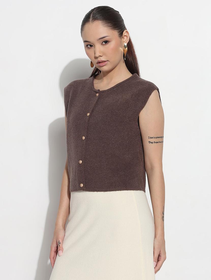 women self designed sleeveless kintted top - 21983039 - Standard Image - 2