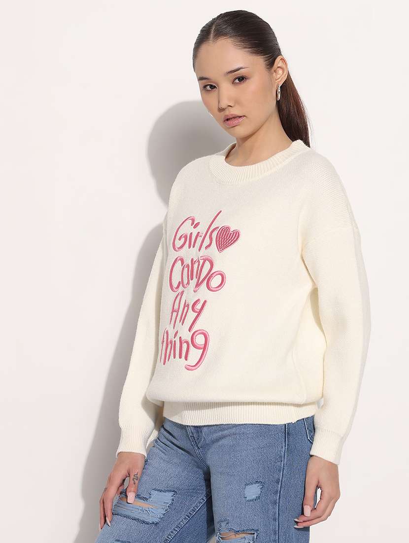 women typographic print long sleeve sweatshirt - 21983044 - Standard Image - 2