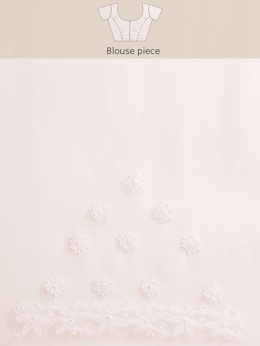 women solid with work chikankari saree with blouse - 21983048 - Standard Image - 2