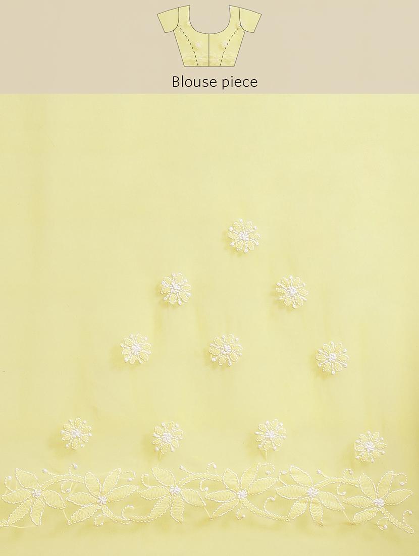 women solid with work chikankari saree with blouse - 21983050 - Standard Image - 2