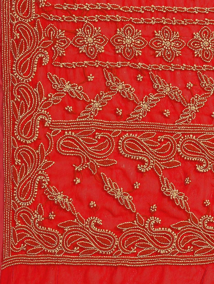 women solid with work chikankari saree with blouse - 21983056 - Standard Image - 2