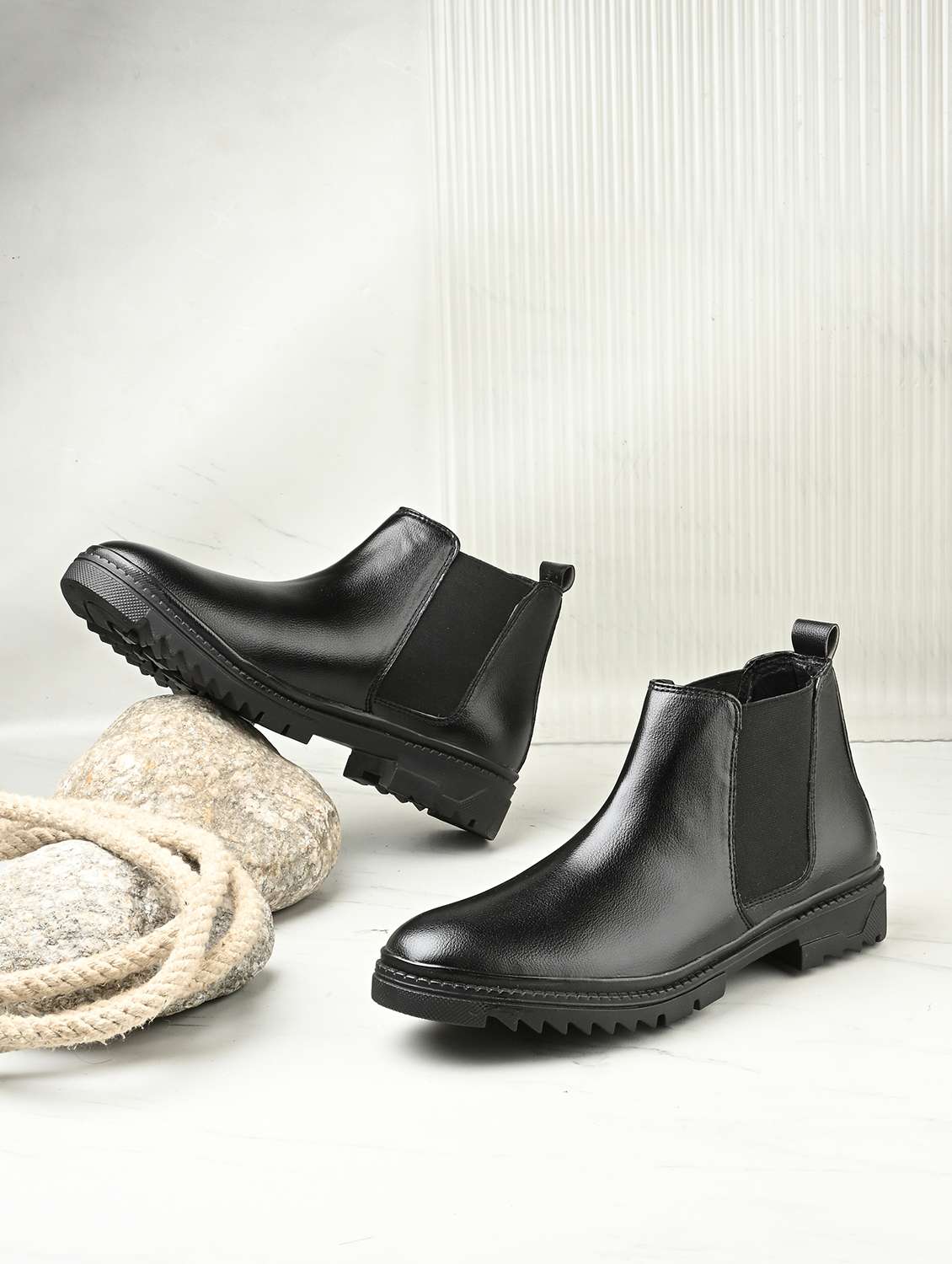 men black high ankle boot