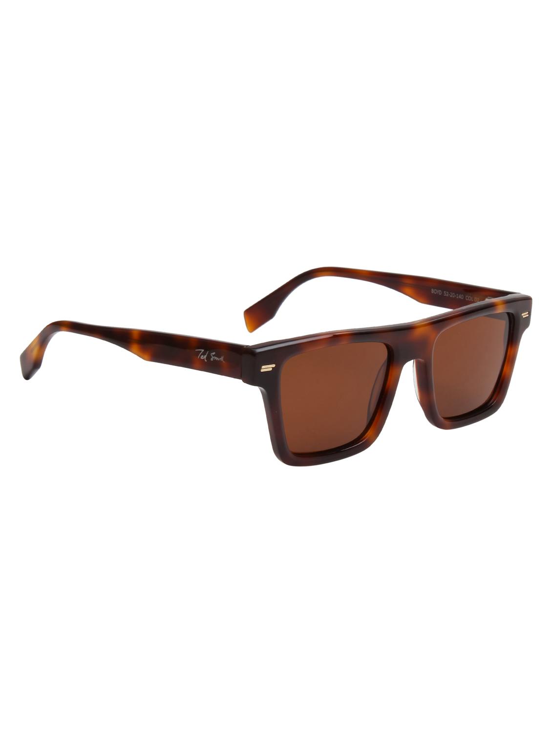 ted smith unisex brown square luxury acetate sunglasses with polarised lens - 21983077 - Standard Image - 2