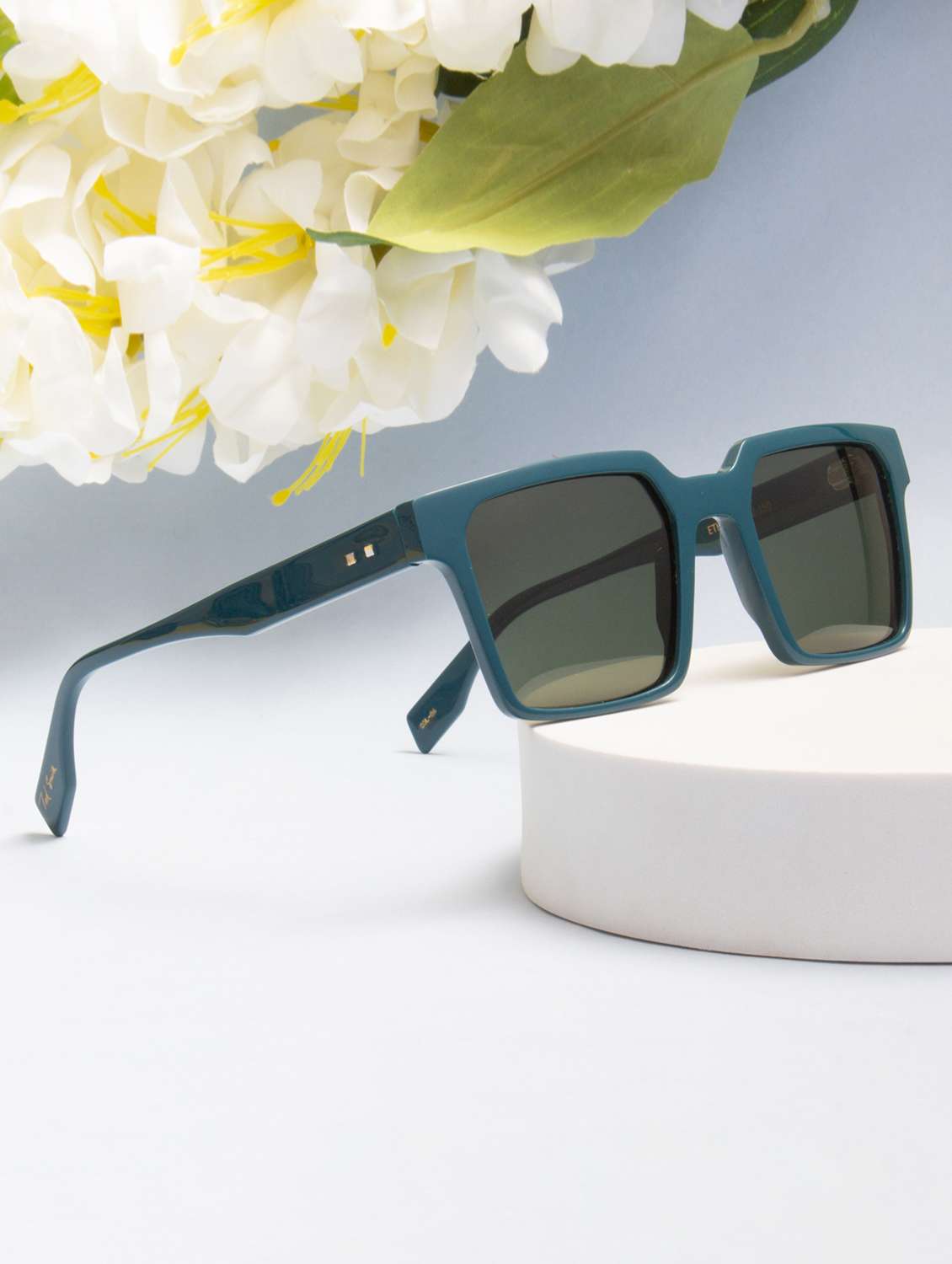 ted smith unisex green square premium acetate sunglasses with polarised lens