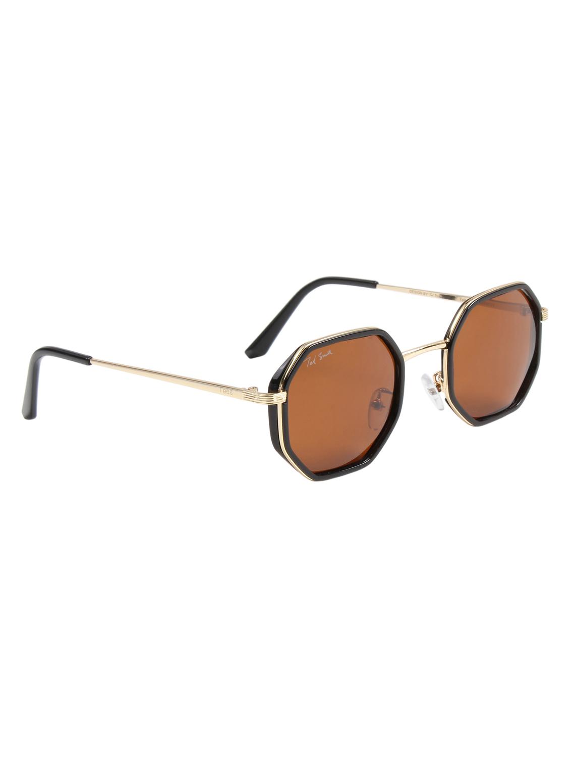 ted smith unisex brown octagon metal sunglasses with polarised lens - 21983092 - Standard Image - 2