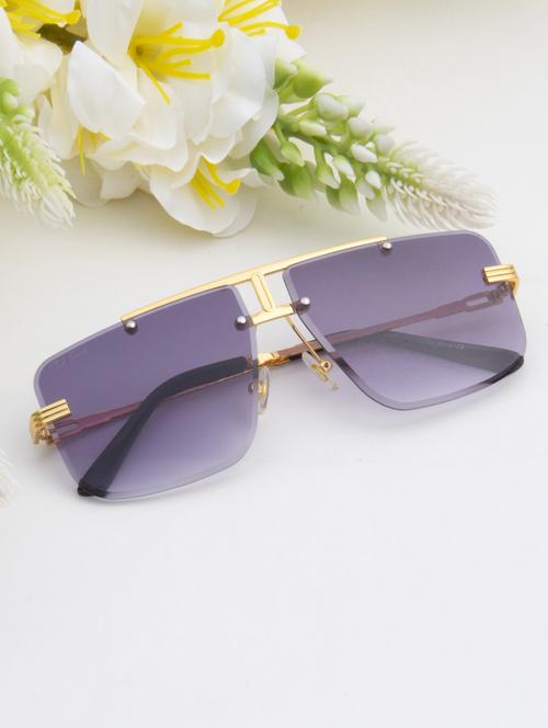 ted smith unisex gold-grey aviator rimless sunglasses with uv protected lens - 21983093 - Standard Image - 0