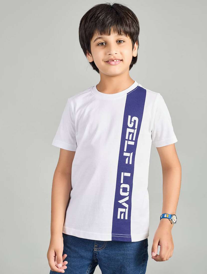 boys placement print round neck t-shirt - 21983096 -  Zoom Image - 0