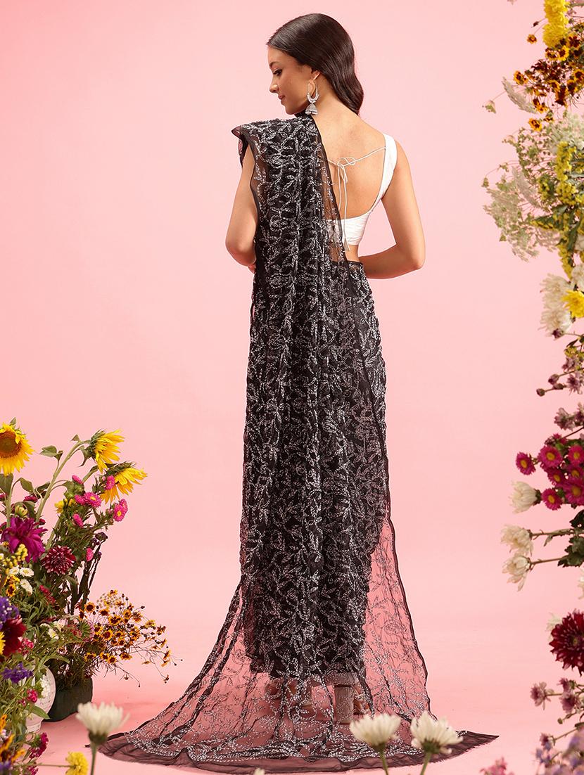 women solid with work chikankari saree with blouse - 21983097 - Standard Image - 2