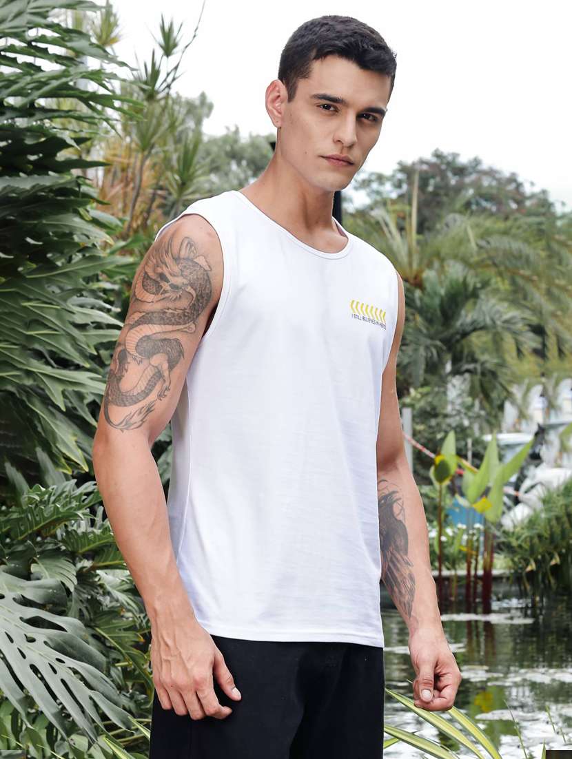 men white placement print round neck vest - 21983109 -  Standard Image - 2