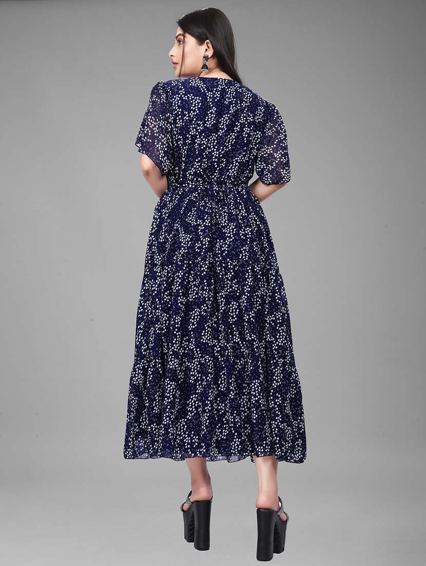women printed flared sleeve tiered dress - 21983119 -  Standard Image - 2