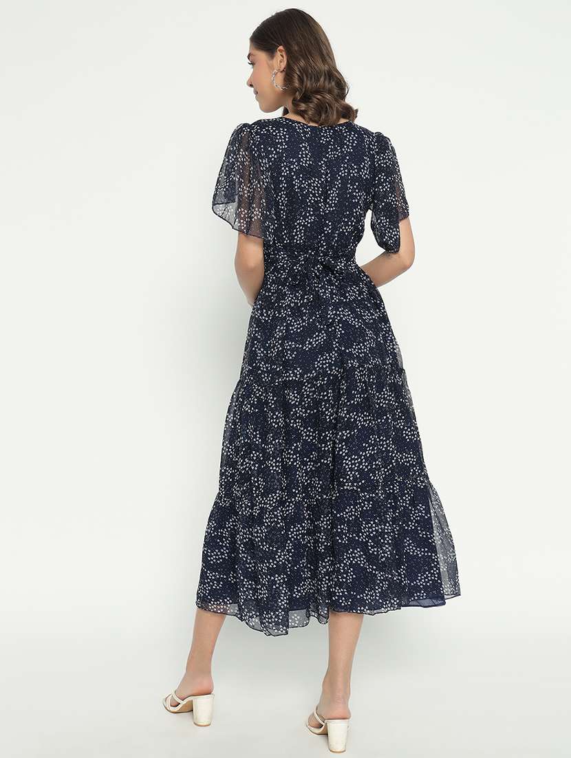 women printed puff sleeve tiered dress - 21983130 -  Standard Image - 2