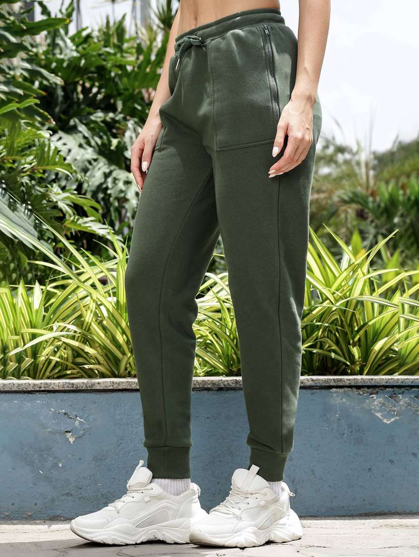 women solid mid rise regular fit jogger - 21983137 - Standard Image - 2
