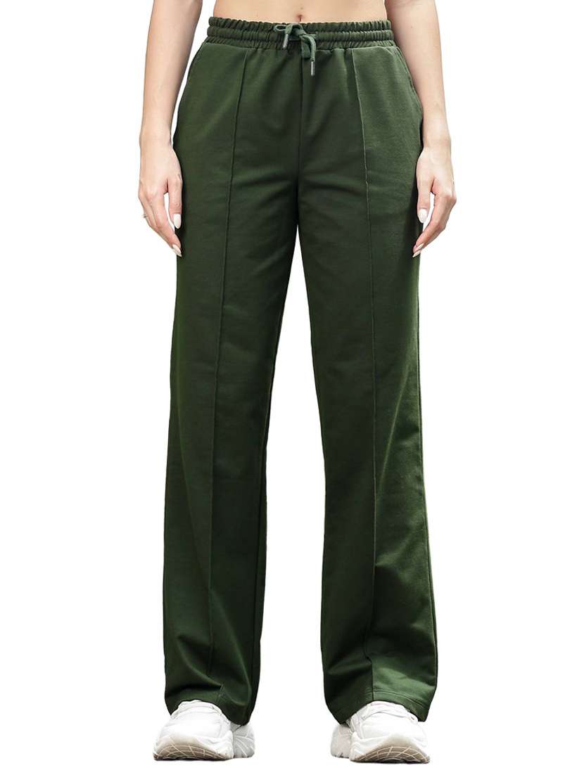women solid mid rise relaxed fit track pant