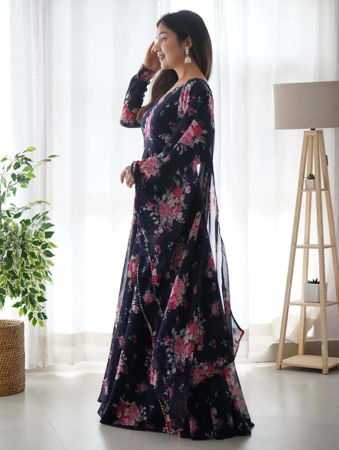 women floral print anarkali kurta and dupatta set - 21983148 -  Standard Image - 2