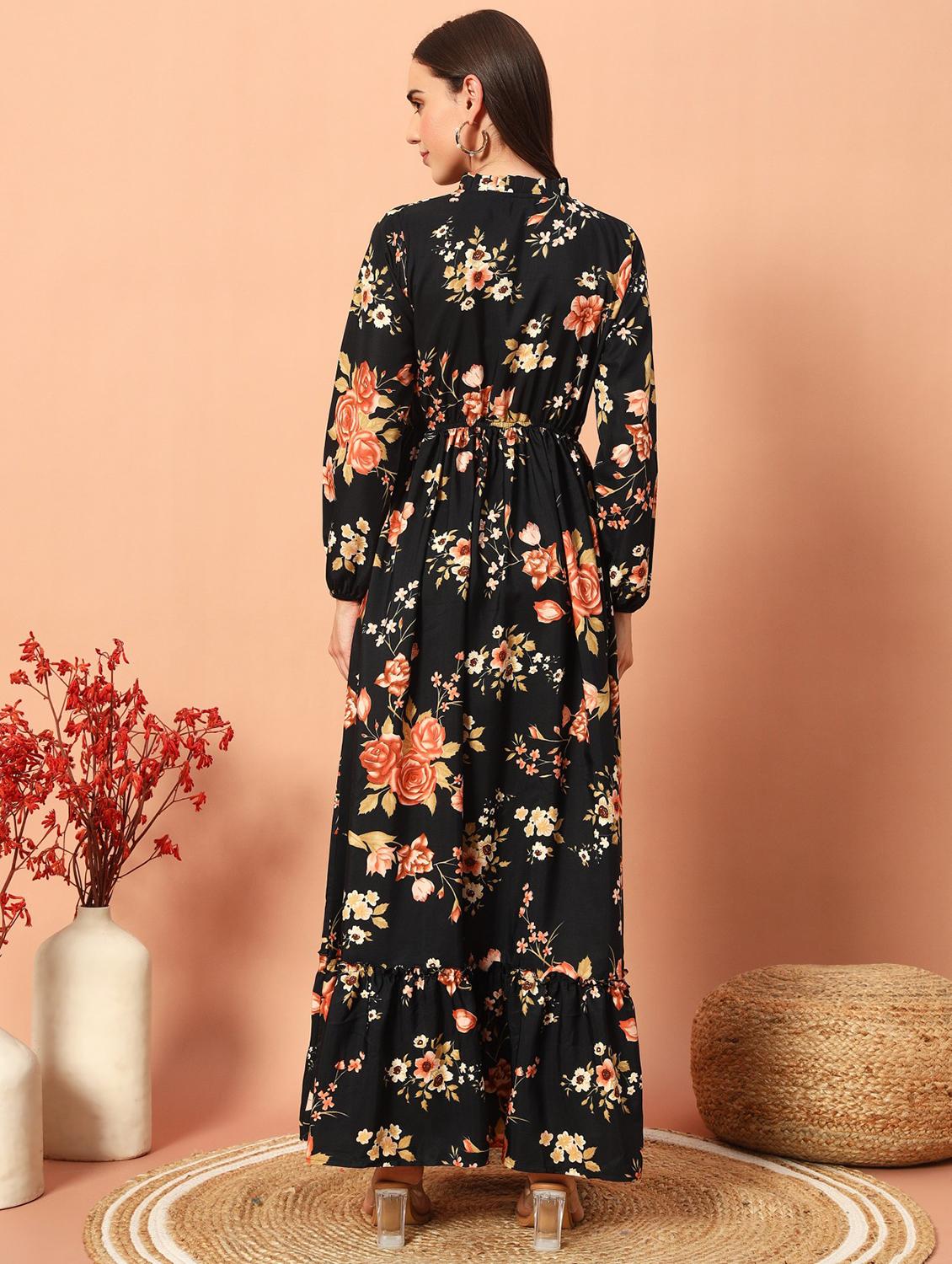 women printed puff sleeve tiered maxi dress - 21983226 - Standard Image - 2