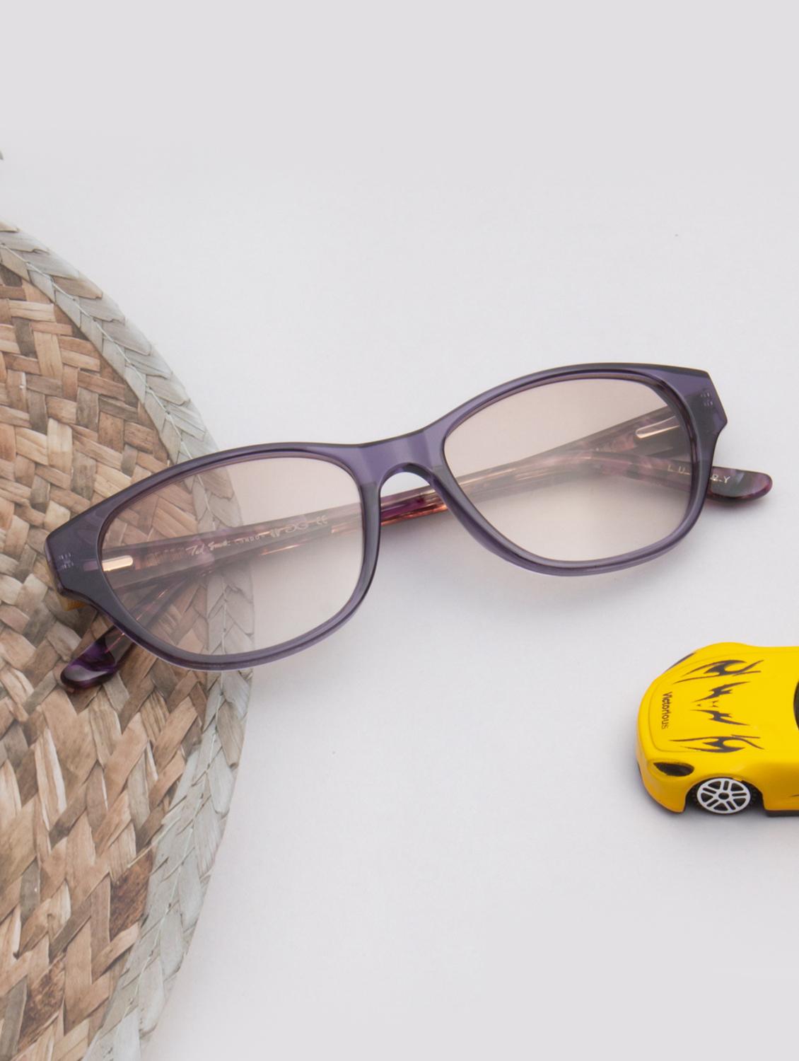 ted smith women purple-light brown cat eye premium acetate sunglasses with polarised lens - 21983291 - Zoom Image - 0