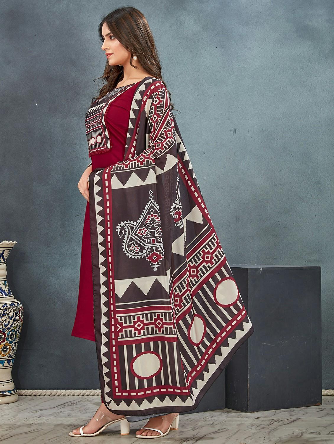 women three quarter sleeve kurta pant with dupatta set - 21983314 - Standard Image - 2