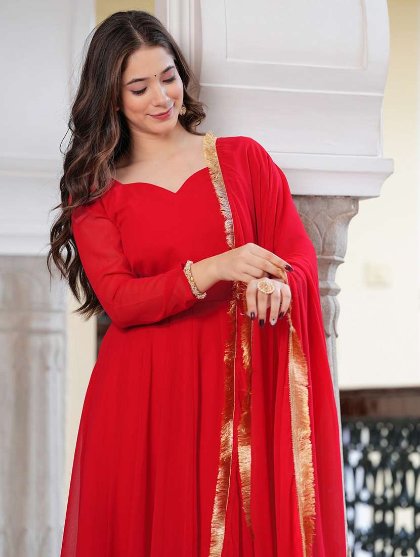 women long sleeve anarkali kurta pant with dupatta set - 21983320 - Standard Image - 7