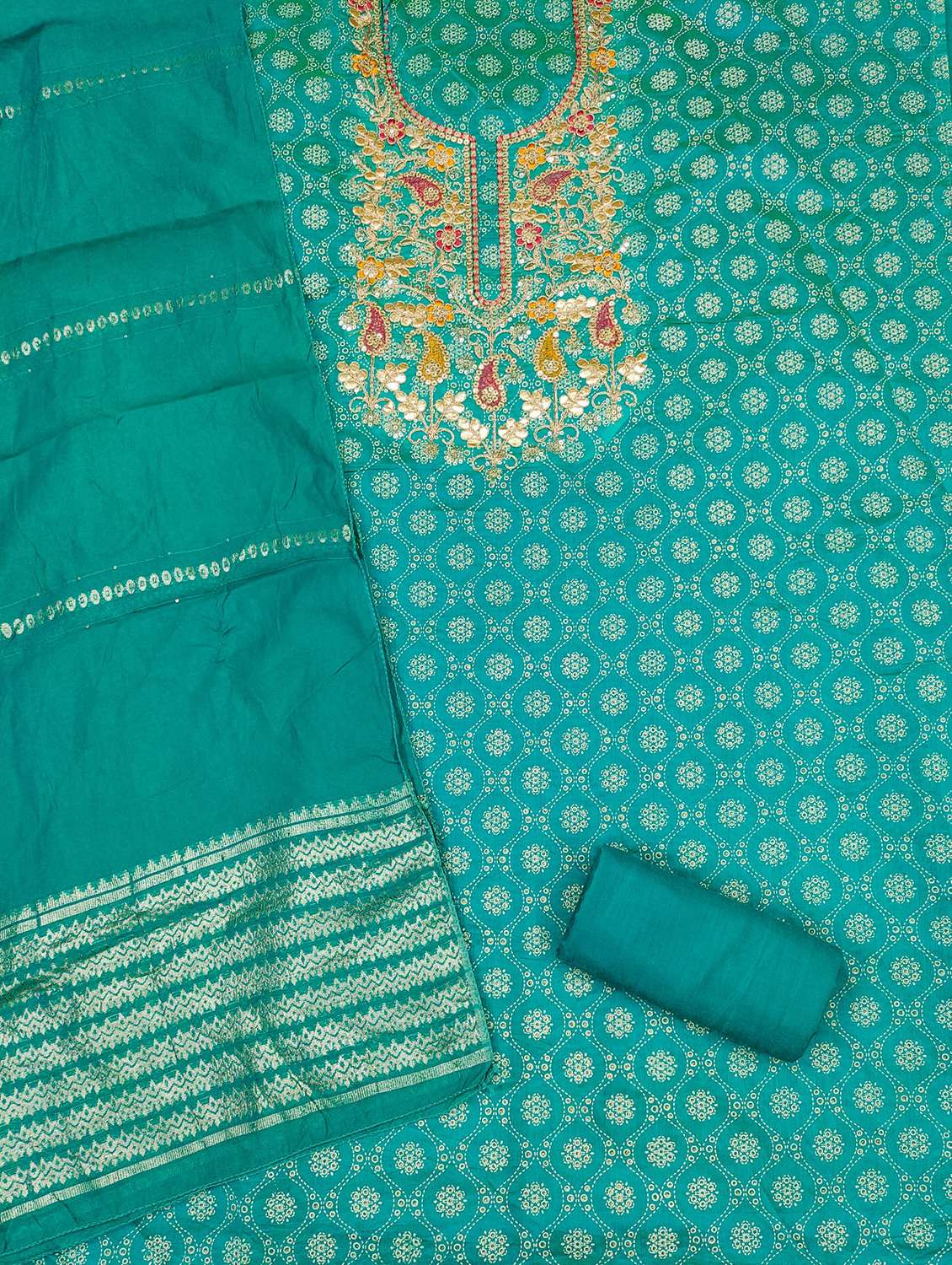 women printed embroidered unstitched suit set - 21983354 -  Standard Image - 2