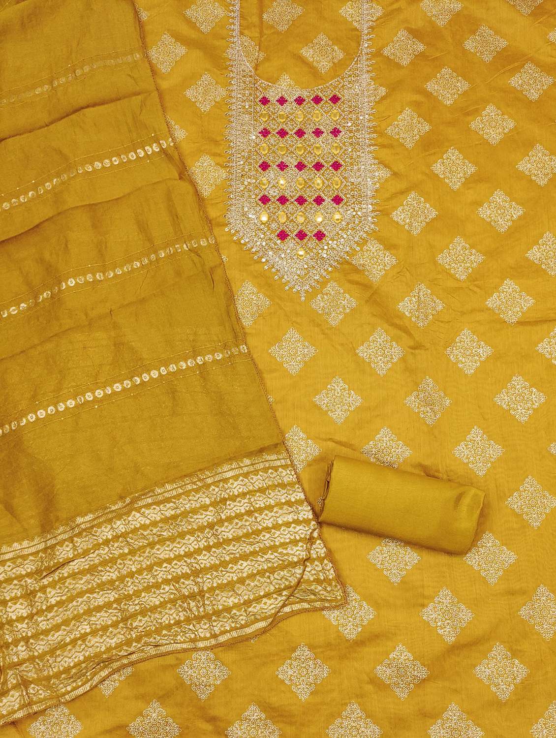 women printed embroidered unstitched suit set - 21983360 -  Standard Image - 2