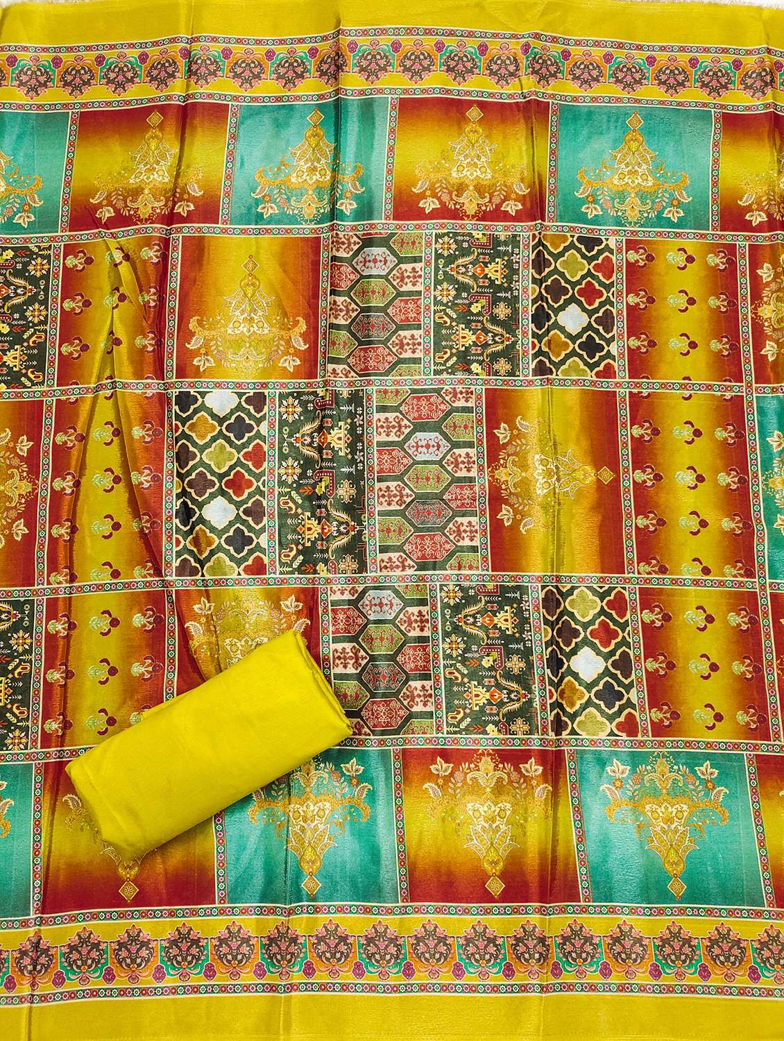 women printed embellished unstitched suit set - 21983364 -  Standard Image - 2