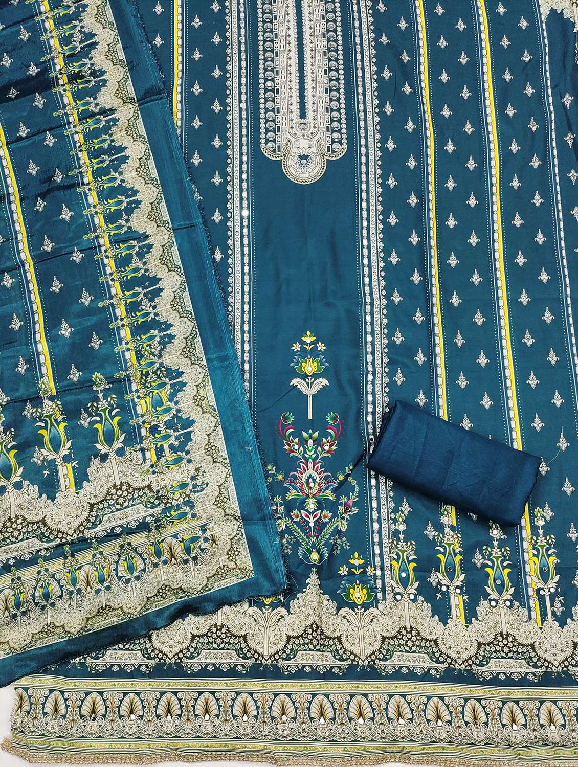 women printed embellished unstitched suit set - 21983370 -  Standard Image - 2