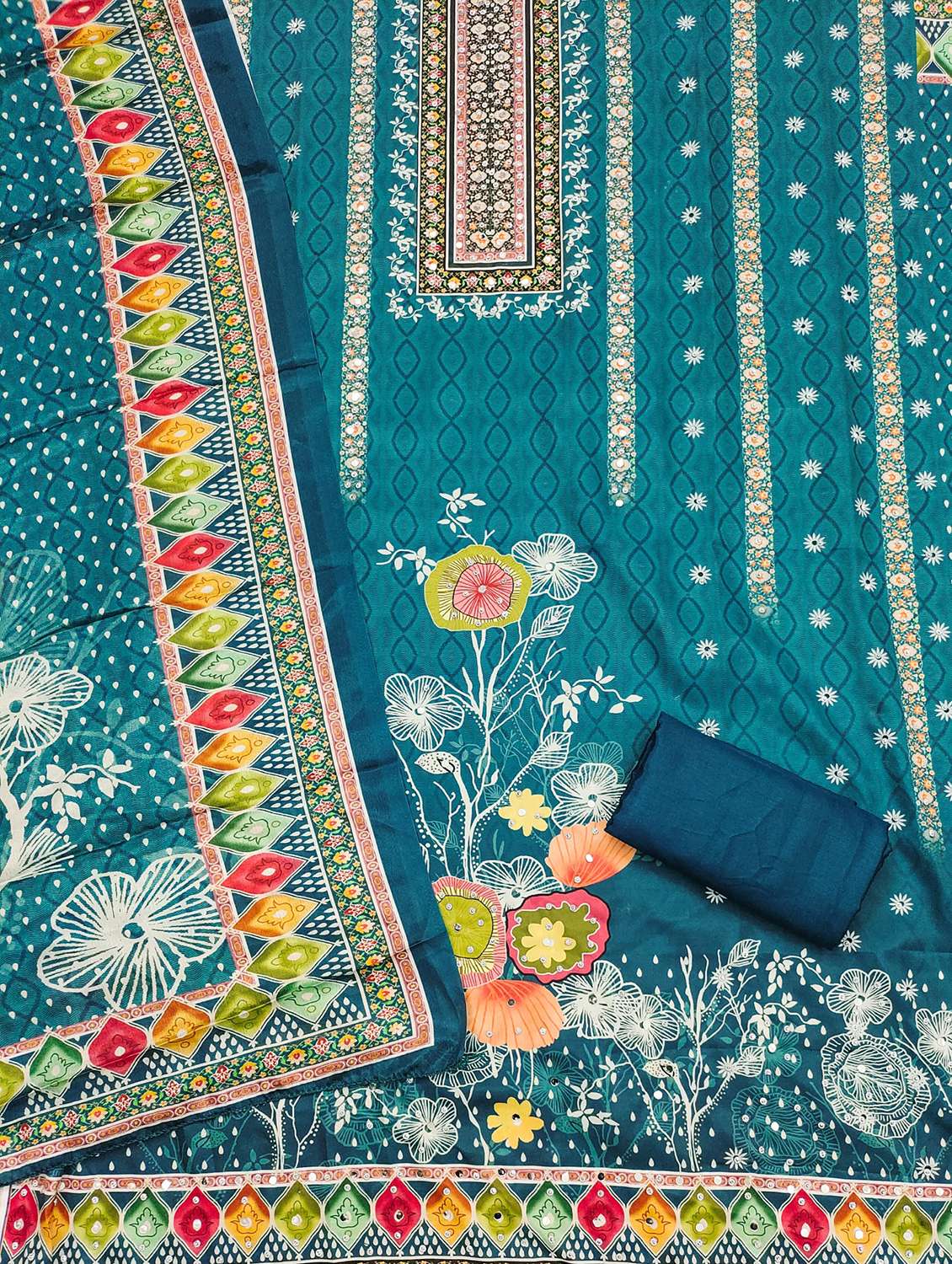 women printed embellished unstitched suit set - 21983379 -  Standard Image - 2