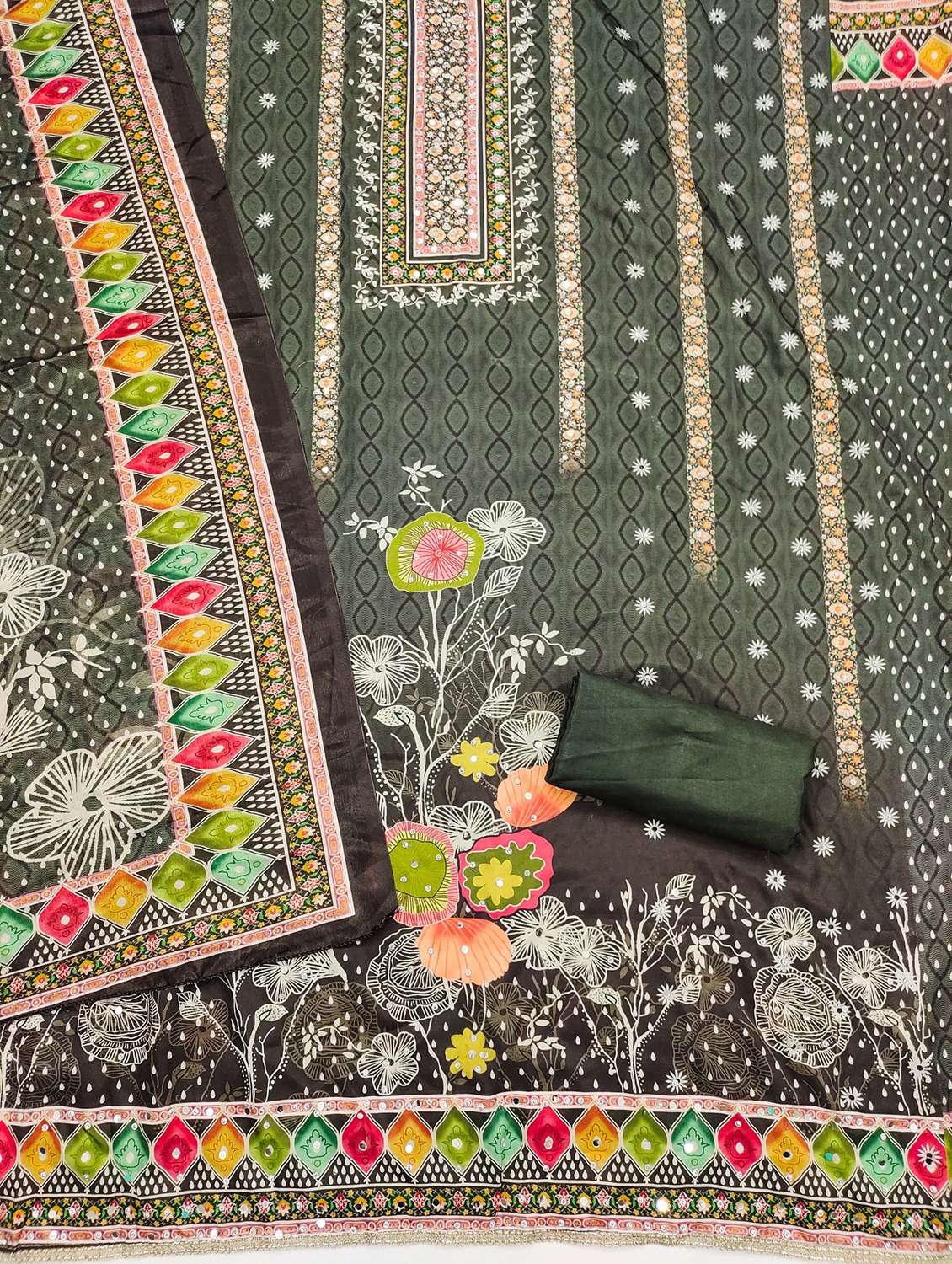 women printed embellished unstitched suit set - 21983381 -  Standard Image - 2