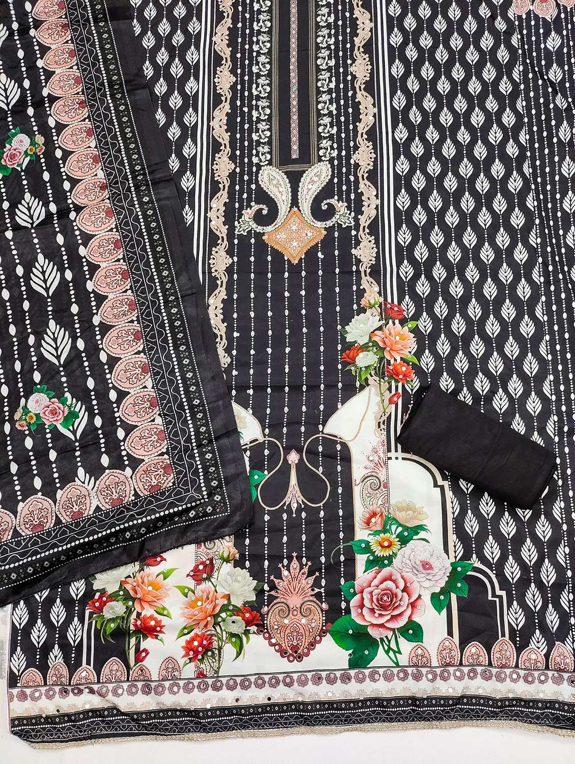 women printed embellished unstitched suit set - 21983382 -  Standard Image - 2