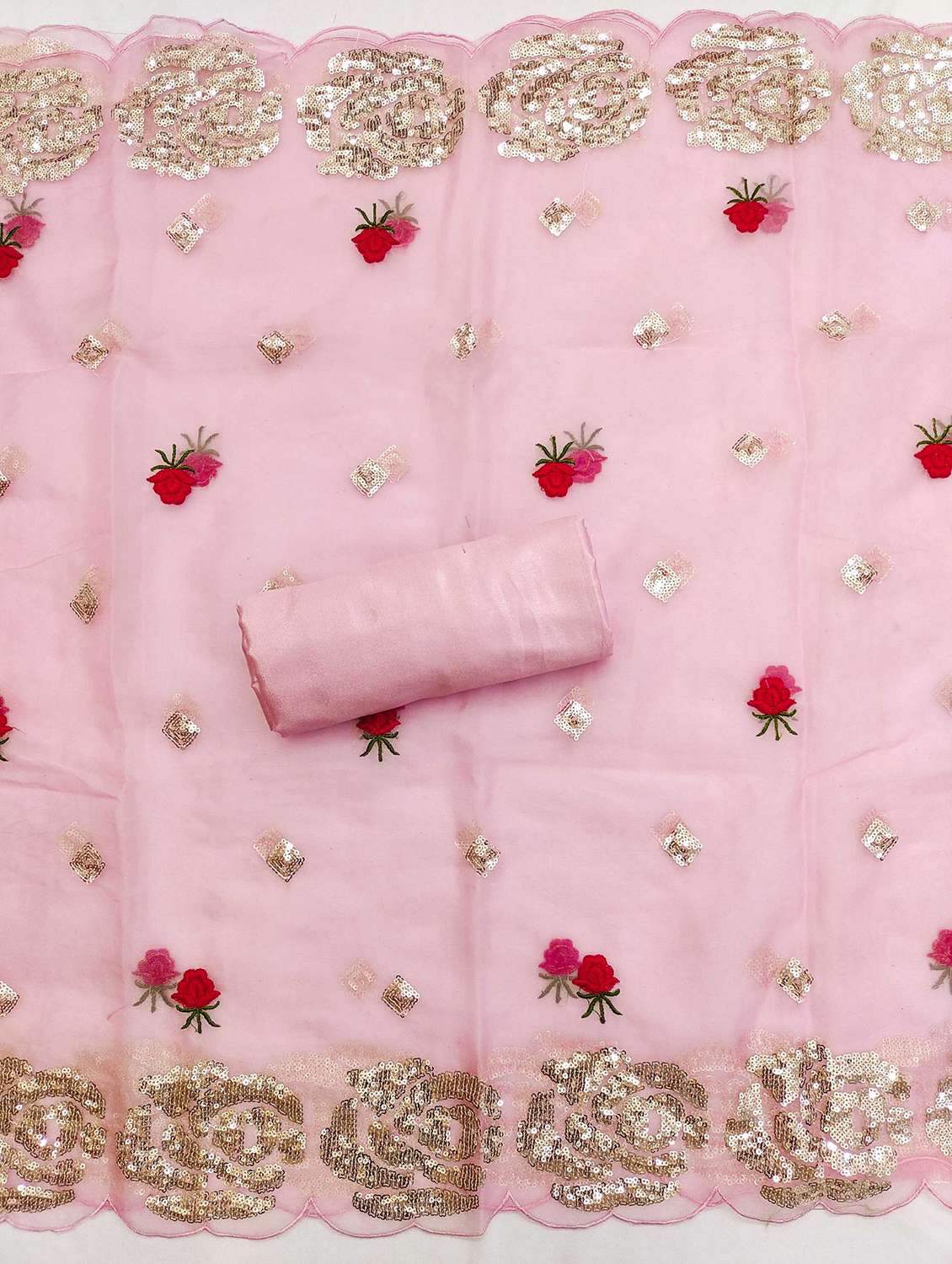 women solid with work embellished unstitched suit set - 21983391 -  Standard Image - 2