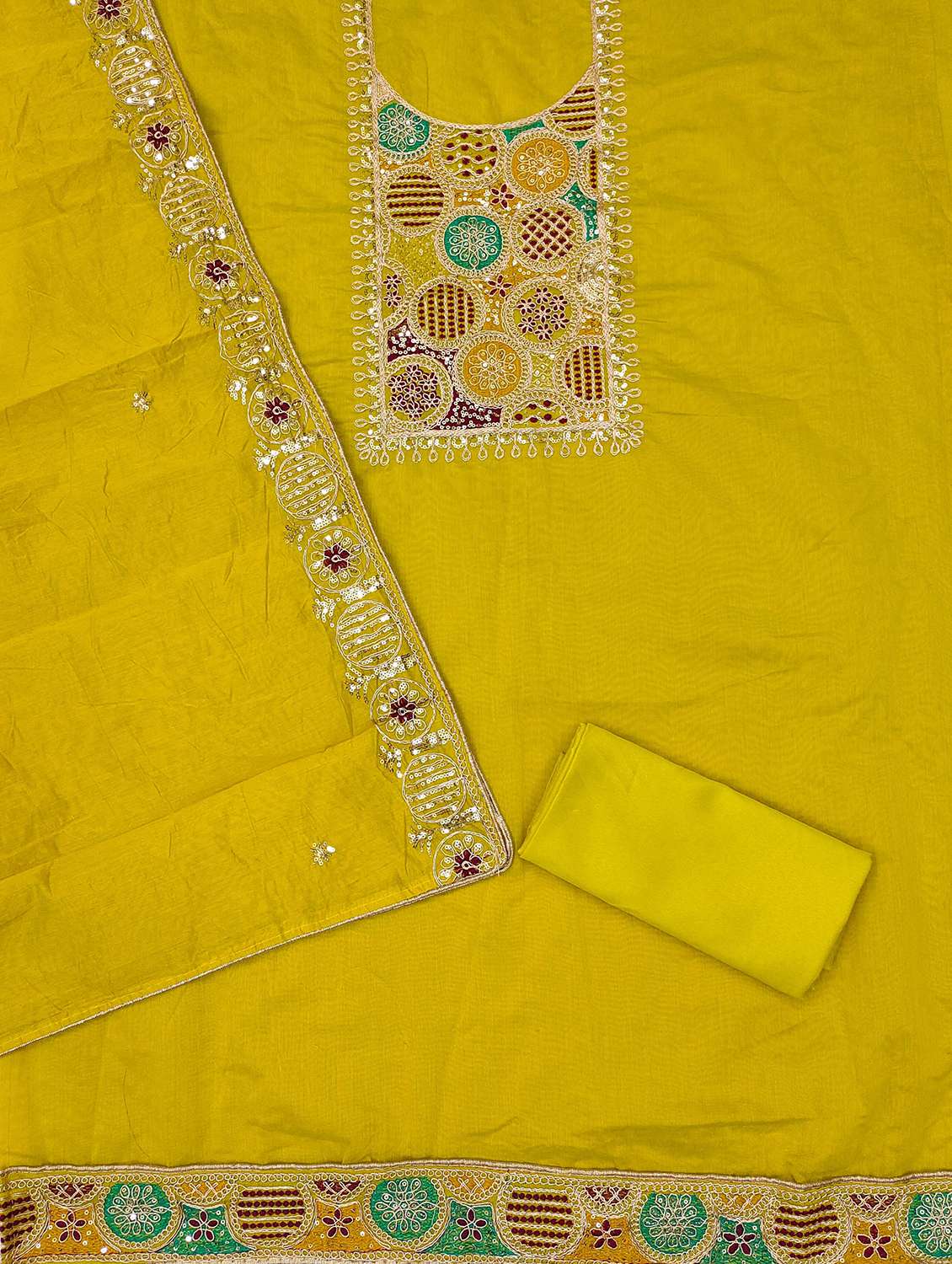 women solid with work embroidered unstitched suit set - 21983424 -  Standard Image - 2